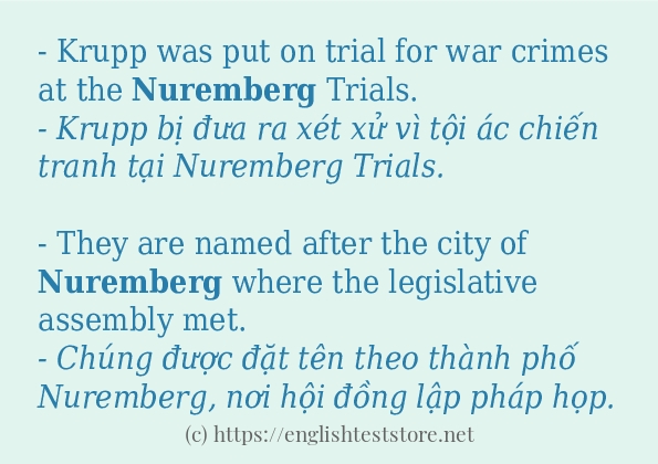 Cách dùng và câu ví dụ của từ nuremberg