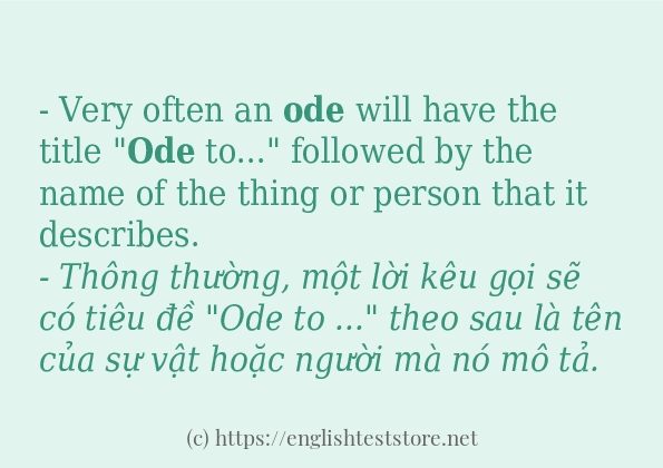 Cách dùng và câu ví dụ của từ ode Cách dùng và câu ví dụ của từ ode