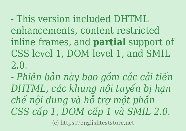 Cách dùng và câu ví dụ của từ partial