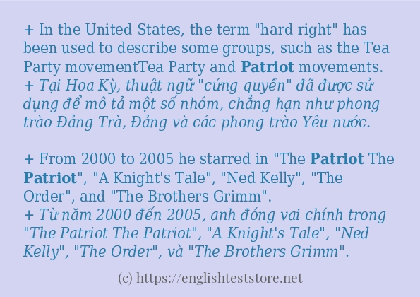 Cách dùng và câu ví dụ của từ patriot