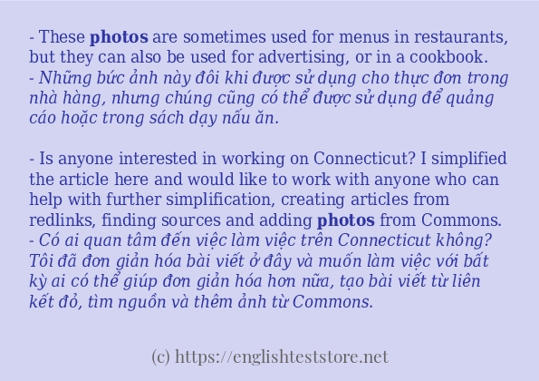 Cách dùng và câu ví dụ của từ photos
