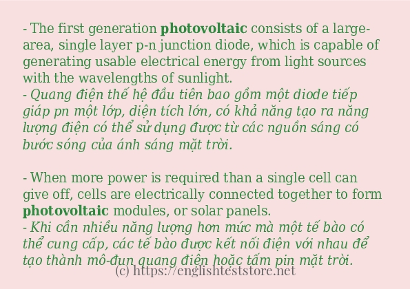 Cách dùng và câu ví dụ của từ photovoltaic