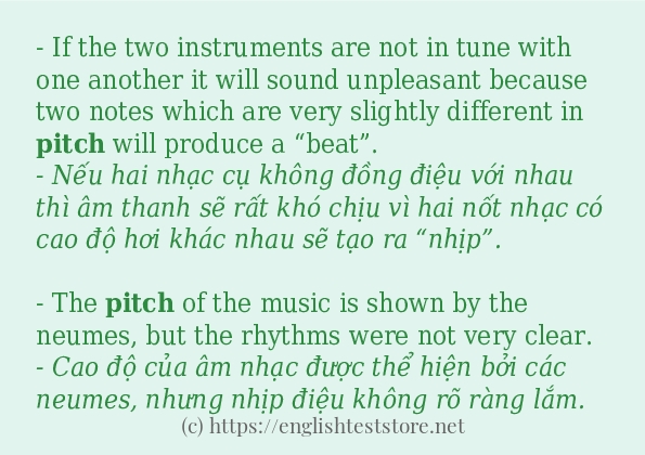 Cách dùng và câu ví dụ của từ pitch
