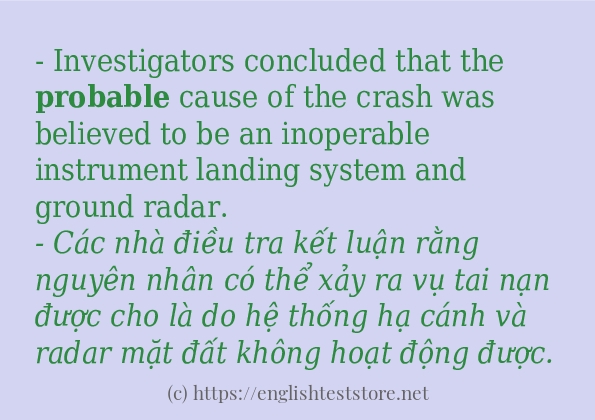 Cách dùng và câu ví dụ của từ probable