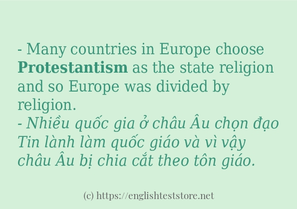 Cách dùng và câu ví dụ của từ protestantism