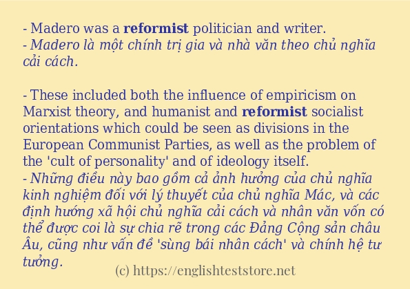 Cách dùng và câu ví dụ của từ reformist