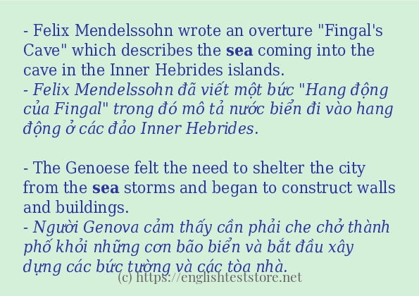 Cách dùng và câu ví dụ của từ sea