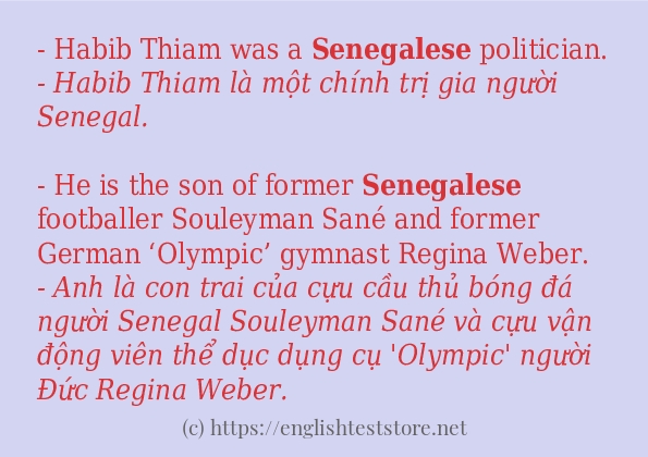 Cách dùng và câu ví dụ của từ senegalese