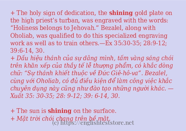 Cách dùng và câu ví dụ của từ shining