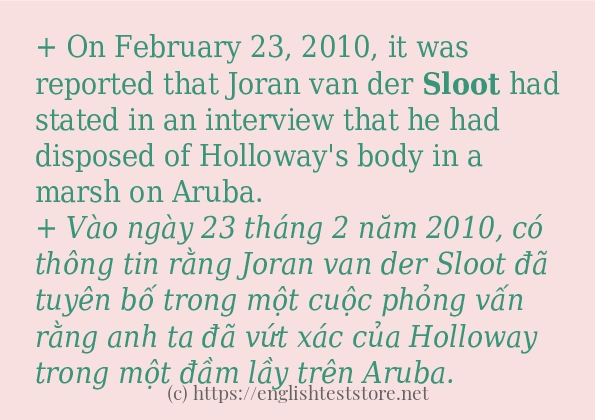 Cách dùng và câu ví dụ của từ sloot