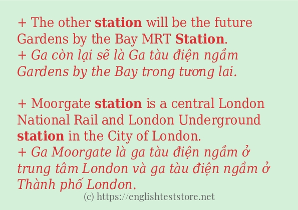 Cách dùng và câu ví dụ của từ station