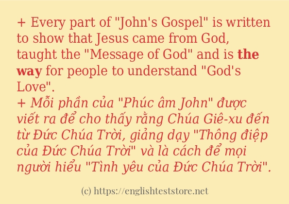 Cách dùng và câu ví dụ của từ the way