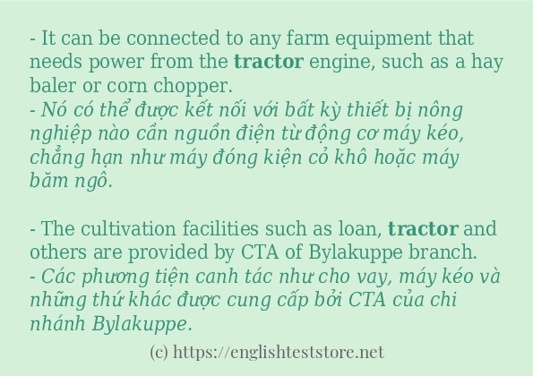 Cách dùng và câu ví dụ của từ tractor