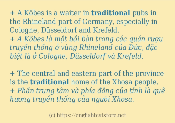 Cách dùng và câu ví dụ của từ traditional Cách dùng và câu ví dụ của từ traditional