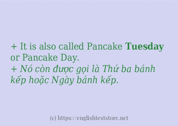 Cách dùng và câu ví dụ của từ tuesday