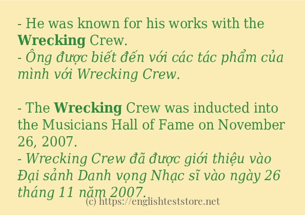 Cách dùng và câu ví dụ của từ wrecking