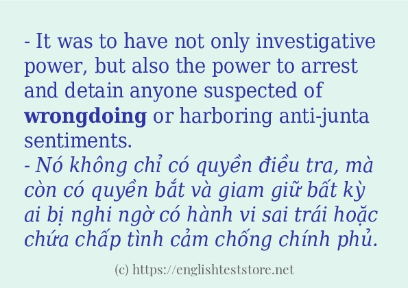 Cách dùng và câu ví dụ của từ wrongdoing