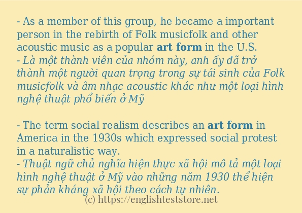 Cách sử dụng và câu ví dụ của từ Art form