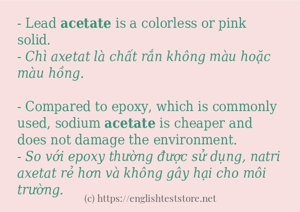 Cách sử dụng và câu ví dụ của từ acetate