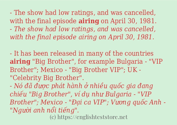 Cách sử dụng và câu ví dụ của từ airing