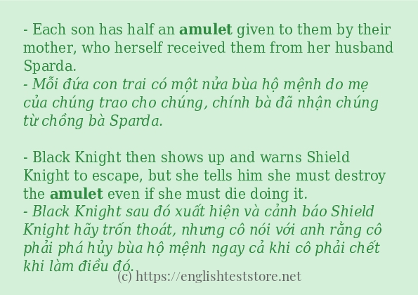Cách sử dụng và câu ví dụ của từ amulet Cách sử dụng và câu ví dụ của từ amulet