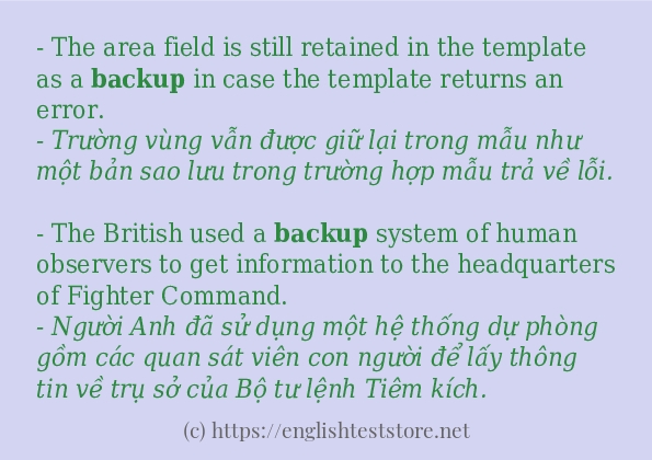 Cách sử dụng và câu ví dụ của từ backup Cách sử dụng và câu ví dụ của từ backup