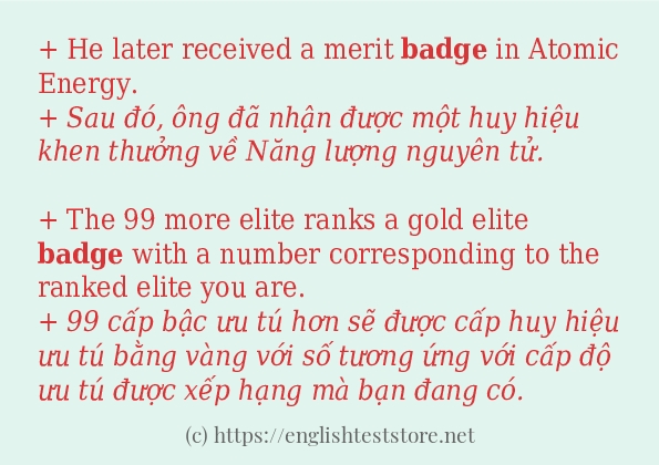 Cách sử dụng và câu ví dụ của từ badge