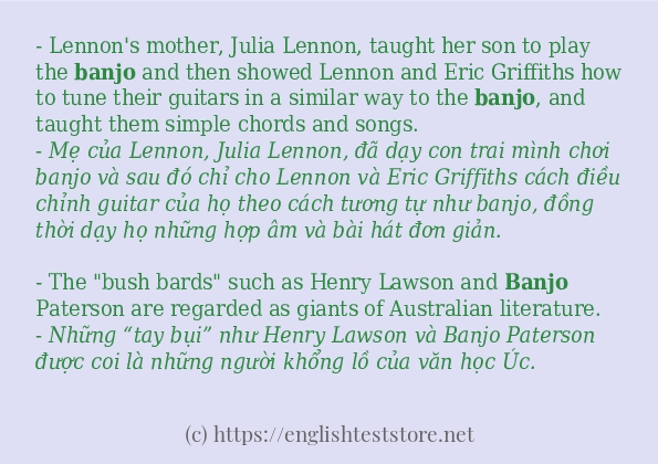 Cách sử dụng và câu ví dụ của từ banjo