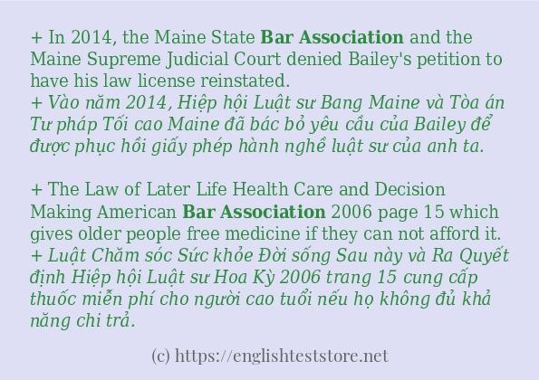 Cách sử dụng và câu ví dụ của từ bar association