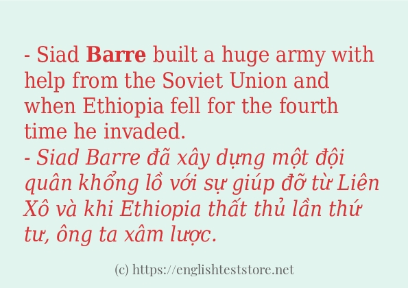 Cách sử dụng và câu ví dụ của từ barre