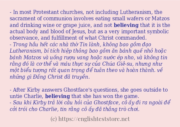 Cách sử dụng và câu ví dụ của từ believing