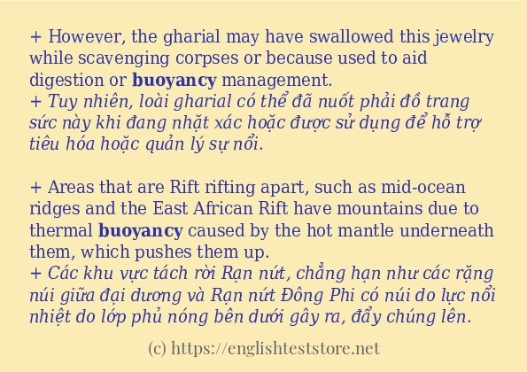 Cách sử dụng và câu ví dụ của từ buoyancy