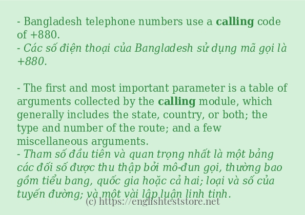 Cách sử dụng và câu ví dụ của từ calling