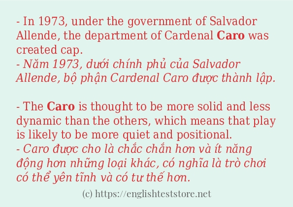 Cách sử dụng và câu ví dụ của từ caro