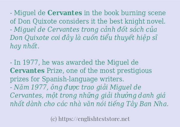 Cách sử dụng và câu ví dụ của từ cervantes