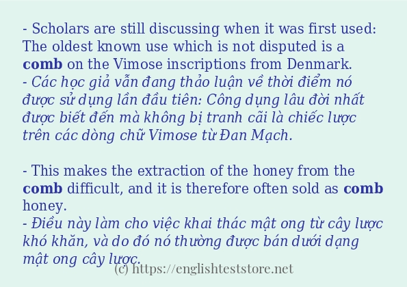Cách sử dụng và câu ví dụ của từ comb
