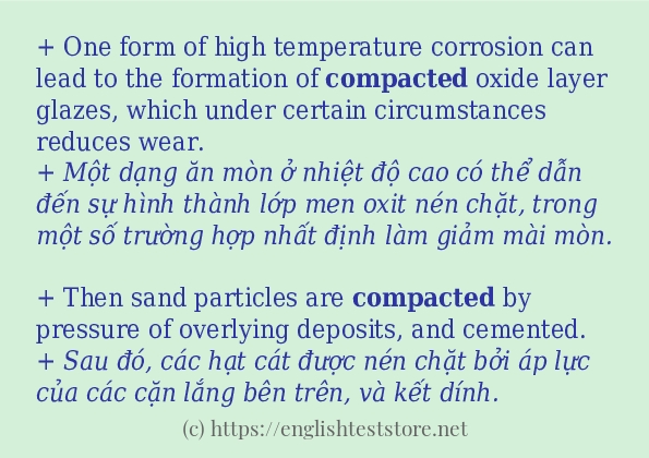 Cách sử dụng và câu ví dụ của từ compacted