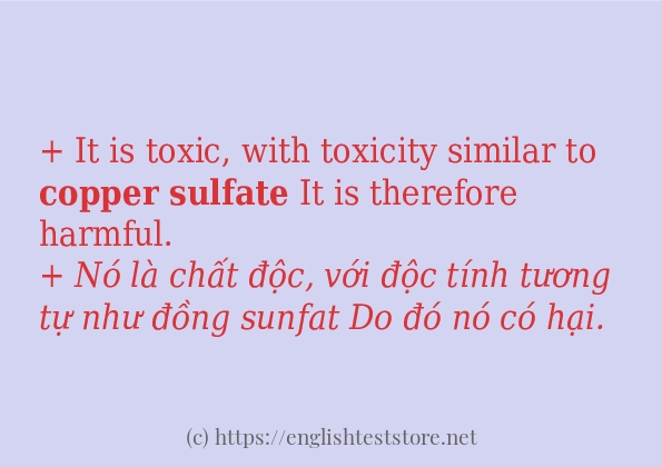 Cách sử dụng và câu ví dụ của từ copper sulfate