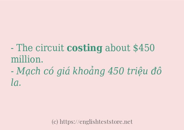 Cách sử dụng và câu ví dụ của từ costing