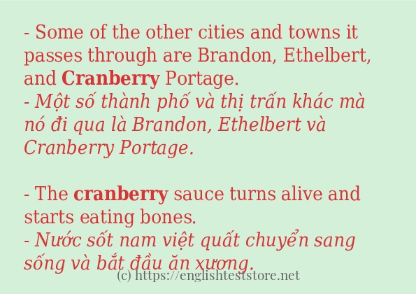 Cách sử dụng và câu ví dụ của từ cranberry Cách sử dụng và câu ví dụ của từ cranberry