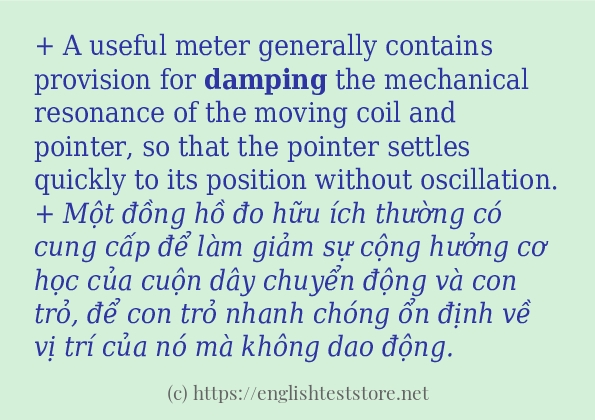 Cách sử dụng và câu ví dụ của từ damping Cách sử dụng và câu ví dụ của từ damping