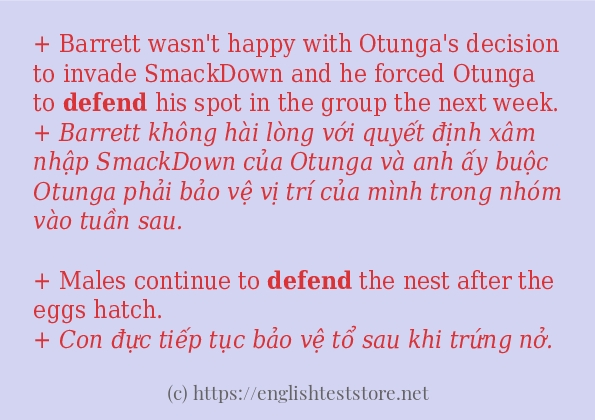 Cách sử dụng và câu ví dụ của từ defend Cách sử dụng và câu ví dụ của từ defend