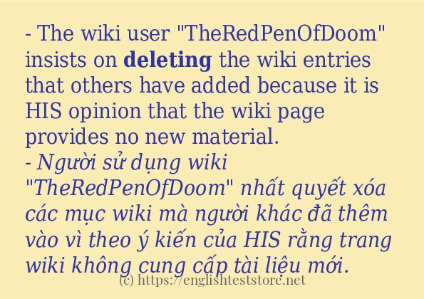 Cách sử dụng và câu ví dụ của từ deleting