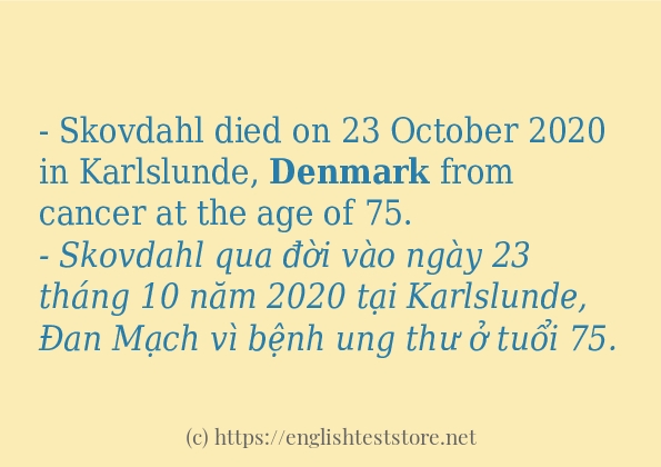 Cách sử dụng và câu ví dụ của từ denmark