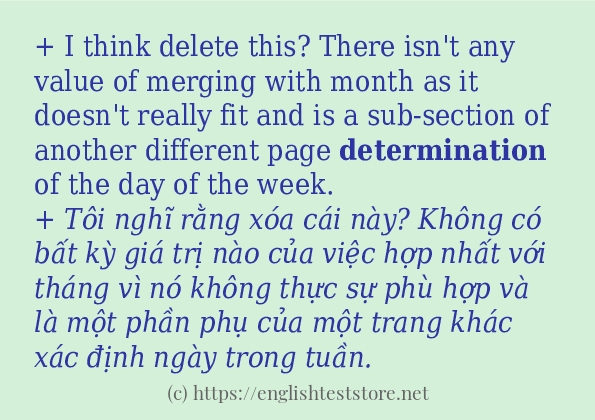 Cách sử dụng và câu ví dụ của từ determination