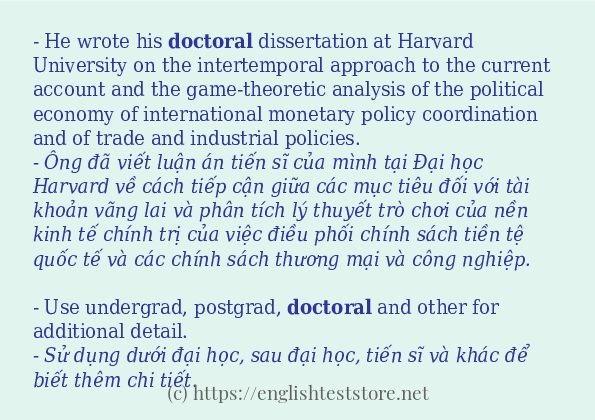 Cách sử dụng và câu ví dụ của từ doctoral