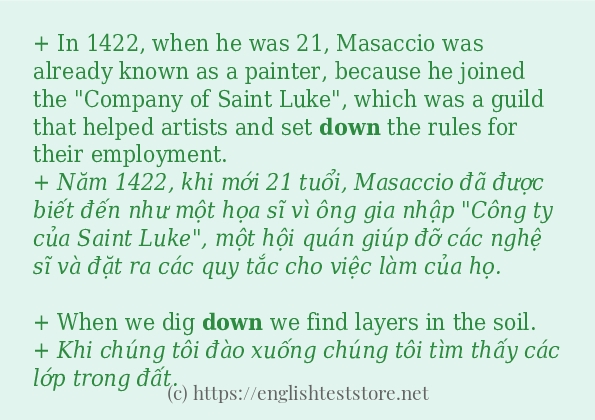 Cách sử dụng và câu ví dụ của từ down Cách sử dụng và câu ví dụ của từ down