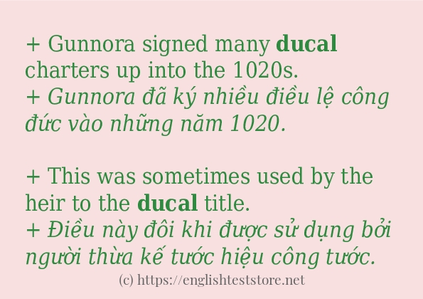 Cách sử dụng và câu ví dụ của từ ducal