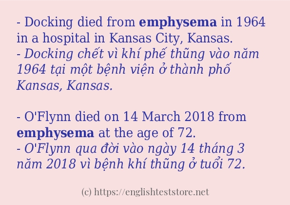 Cách sử dụng và câu ví dụ của từ emphysema