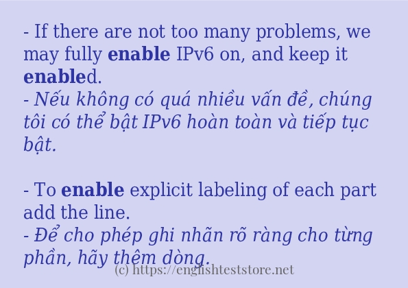 Cách sử dụng và câu ví dụ của từ enable